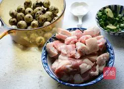 Illustration of braised pork and quail eggs 1