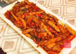 Chuan Illustration of how to make stir-fried dried tofu with flavored jelly 7