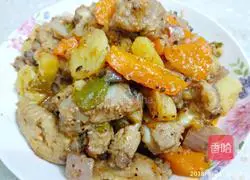 Illustration of how to cook chicken and pork ribs stewed with potatoes and carrots 23