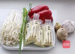 Illustration of how to cook Japanese tofu with enoki mushrooms 1