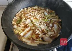 Illustration of how to make stewed dried tofu with baby cabbage and pork belly 11