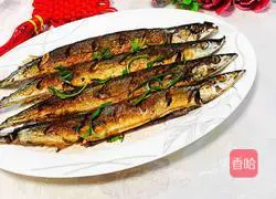 Illustration of grilled saury 1
