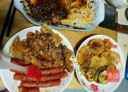 Illustration of street fried skewers 6