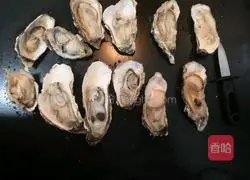 Illustration of grilled oysters with garlic, lemon and green pepper 3