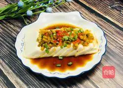 Illustration of how to make steamed tofu with pickled mustard 1