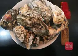 Illustration of grilled oysters with garlic, lemon and green pepper 2