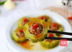 Illustration of how to make bitter melon stuffed with meat 15