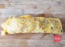Illustration of how to make colorful egg rolls 13