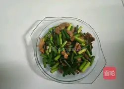 Illustration of how to make fried meat with garlic moss 4