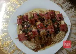 Illustration of how to make bacon enoki mushrooms 12