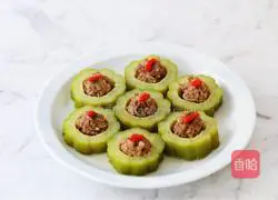 Illustration of how to make bitter melon stuffed with meat 12
