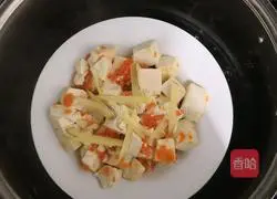 Illustration of how to make salted egg yolk tofu 7