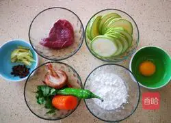 Illustration of Korean-style fried melon stuffed with meat 1