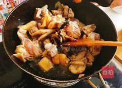 Illustration of chicken stewed with mushrooms 3