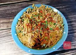 # steamed vegetables# Illustration of how to make enoki mushrooms with oil 12