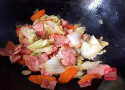 Illustration of Stir-fried Cabbage with Bacon, Carrots and Cabbage 12