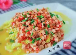 Illustration of how to make luncheon meat and steamed baby cabbage 10