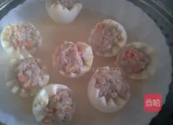 Illustration of how to make steamed egg, minced meat and tofu 5