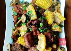Illustration of how to cook pork ribs with mushrooms and corn 7