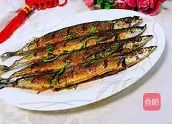 Illustration of grilled saury 11