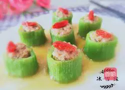 Illustration of how to make loofah stuffed meat 1