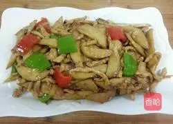 Illustration of shredded pork and king oyster mushroom 9