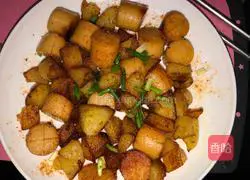 Illustration of how to make pan-fried potato sausage chunks 14