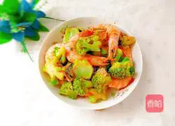 Illustration of how to make fried shrimps with broccoli 1