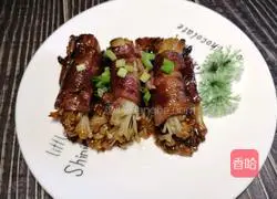 #Hebei#Enoki mushroom bacon roll recipe illustration 12