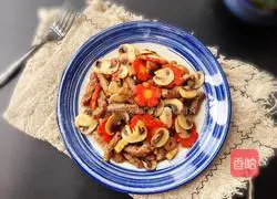 Illustration of how to make black pepper steak and fried mushrooms 10