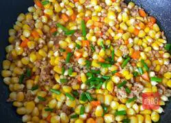 Illustration of how to make fried minced meat with corn kernels 16