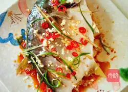 Illustration of how to make steamed pomfret 7