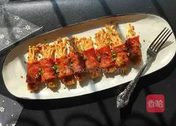 Enoki mushroom bacon roll recipe illustration 7