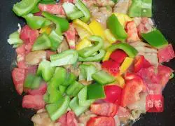 Illustration of Stir-fried Stuffed Chicken Skin with Colorful Peppers (10 Minutes Quick Dish) 10