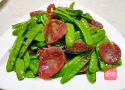 Illustration of how to make sausage and pea pods 6