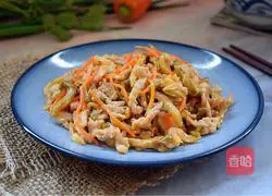 Illustration of making shredded pork with pickled mustard 17