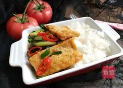 Illustration of how to make fried tofu bento with garlic sprouts 8