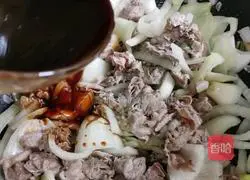 Yoshinoya's beef Rice (illustration of how to make secret sauce 7