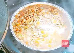 Illustration of how to make minced meat, steamed eggs and tofu 6