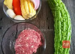 # Steamed Vegetables#Golden Corn Bitter Melon Stuffed Recipe Illustration 1