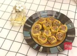 # steamed vegetables# Illustration of how to make steamed stuffed tofu 8