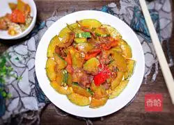 Pork belly fried with pumpkin Practice illustration 17