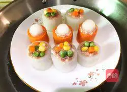 Illustration of how to make two-color radish cup 10