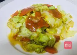 Illustration of how to make cabbage in oyster sauce 8