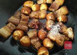 Illustration of how to cook quail egg roasted pork 9