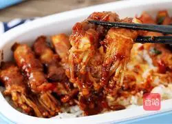 Illustration of how to make enoki mushroom and fat beef roll bento 16