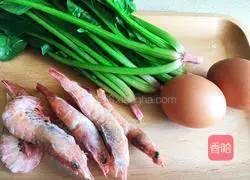 Illustration of how to make spinach, shrimp and steamed eggs 1