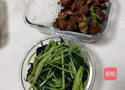 Illustration of three cups of duck fried garlic sprouts 5