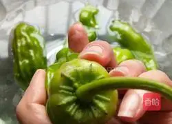 Illustration of how to make tiger skin green pepper with rice 1