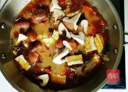 Illustration of how to cook pork ribs with mushrooms and corn 6